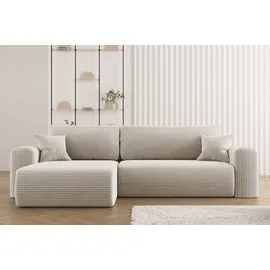 Kaiser Möbel Ecksofa mit Schlaffunktion L-förmiges Sofa Capri Stoff Poso Beige Links