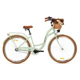 Goetze Style Vintage Retro Citybike Damenfahrrad Hollandrad, 28 Zoll Alu Räder, 3 Gange, Tiefeinsteiger, Rücktrittbremsen, Korb mit Polsterung Gratis!