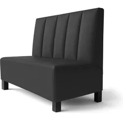SCHMIDT | Gastrobank mit Fuß | B:H 120 x 103 cm | Schwarz | Gestreift mit Doppelnaht | Leder