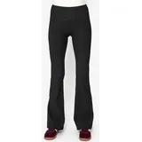 SASSYCLASSY Flare Leggings mit Rippstruktur in Schwarz | Gr.: XS