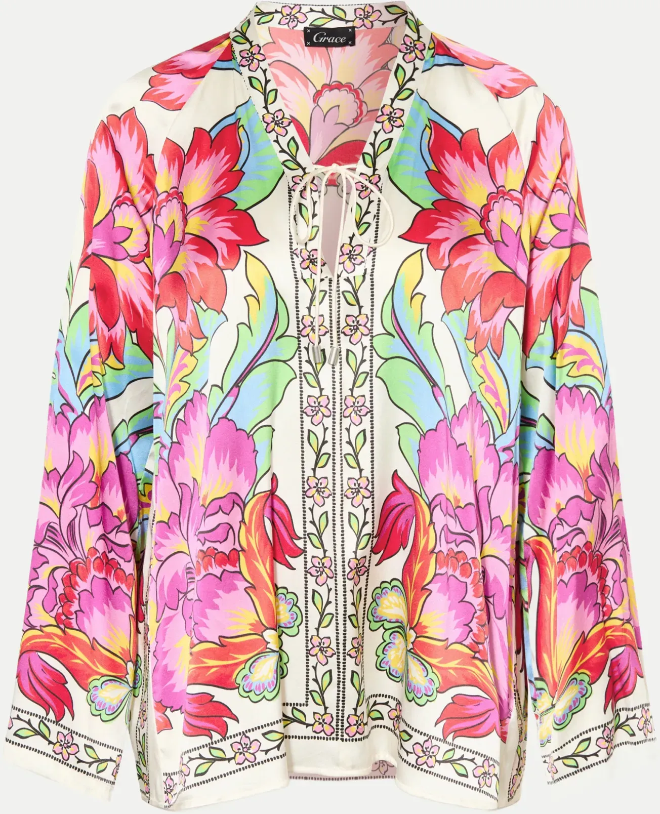Bluse mit Allover Blumenprint Mehrfarbig M