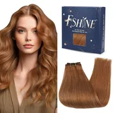 Fshine Echthaar Tressen zum Einnähen Rotbraun Tressen Echthaar 55cm 100g Haarverlängerung Echthaar Extensions zum Einnähen Haar Extensions Echthaar Tressen Farbe 330