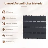 66 Stück Terrassenfliesen 6 qm, 30x30cm Kunststoff Fliesen Klickfliesen Balkonfliesen Holzoptik Gestreift, Wetterfest, Anti-Rutsch, Anthrazit