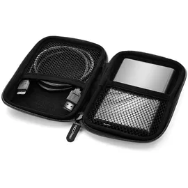 deleyCON Festplattentasche Festplatten Case HDD Case - für 2,5 Zoll Festplatten und SSD - Robust & Stoßsicher - 2 Innenfächer Netztaschen - Schwarz