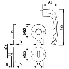 HOPPE Rosettengarnitur Drückergarnitur Grau 1810/42KV/42KVS