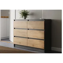 home collective Kommode 100cm breit mit 6 Schubladen anthrazit artisan-eiche Holz Schrank mit Schubladen Sideboard Highboard Anrichte Schlafzimmer Wohnzimmer Flur Büro Organizer Breite 100cm Höhe 78cm