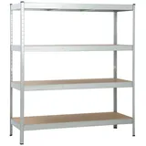 SCHULTE Regalwelt Schwerlastregal Holz 180x160x60 cm silber 4 Böden