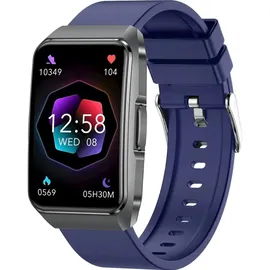 knauermann Neo 2 Band 44 mm Schwarz Silikonarmband Blau