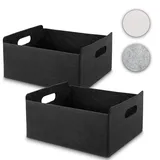 Aufbewahrungskorb Filz Organizer faltbare Aufbewahrungsbox Filz Box Aufbewahrung Filz Aufbewahrungsbox Kleiderschrank Regal Korb Filz Filzkorb Aufbewahrung Kleiderschrank (schwarz, 2er)