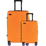 ETERNITIVE - Hartschalenkoffer Set - Klein und Groß I Rollkoffer aus ABS I Größe: 55 & 75,5 cm I Reisekoffer mit Rollen 360° und TSA-Schloss I Koffer Handgepäck 37L & 99L I Orange