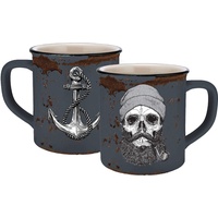 Geda Labels Tasse Sailor Skull Emaille-Optik, Blau