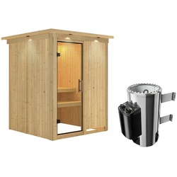 KARIBU Sauna »Ogershof«, inkl. 3.6 kW Saunaofen mit integrierter Steuerung, für 3 Personen - beige