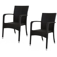 2x Garden Pleasure Polyrattan Stapelstuhl Garten Terrasse Stuhl Sessel Möbel