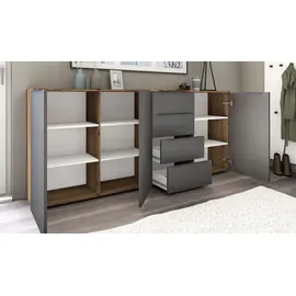 borchardt Möbel Highboard 200 x 93 x 35 cm grau