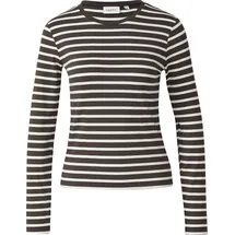 Comma, Gestreiftes Longsleeve mit dezentem Glitzergarn - braun|weiß - 36