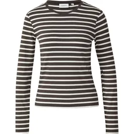 Comma, Gestreiftes Longsleeve mit dezentem Glitzergarn - braun|weiß - 36