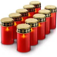 Bearware, LED Kerzen, 10x LED Grablicht, Wassergeschützt, Flackereffekt, 1 Monat Leuchtdauer, inkl. Batterien, Rot/Gold (1x)