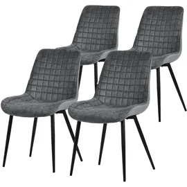 ML-Design Esszimmerstühle 4er Set Anthrazit, Sitzfläche aus Samt mit Rückenlehne,