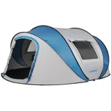 EchoSmile Pop up Zelt 4-8 Personen, Wurfzelt Wasserdicht mit 2 Belüftungsfenstern, Familienzelt & Campingzelt für Picknick, Wandern und Outdoor Aktivitäten (Weiß & Blau(5-8 Personen))