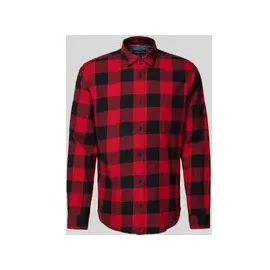 JACK & JONES Gingham Twill Langarmhemd Brick Red / Slim Fit XS