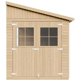 TIMBELA Anbau-Gartenhaus 4,93 x 2,03 m Beige