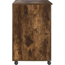 vidaXL Tisch mit Rädern mit Regal Geräucherte Eiche 91 x 50 x 77 cm