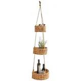 Dekoleidenschaft Hängeetagere Wasserhyazinthe mit 3 Körben, 90 cm hoch, Obstkorb hängend, Hängekorb, Gemüsekorb, Obst Etagere