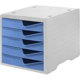 styro Schubladenbox styroswingbox cornflower 275-8430.6281, DIN C4 mit 5 Schubladen