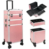 Kalolary 3-in-1 Kosmetikkoffer, Make-up Koffer Kosmetikkoffer Trolley Kosmetik Trolley Professionelle Künstler Kosmetik Organizer Box Multikoffer Friseurkoffer Make-up Koffer für Reisen (Rosa)