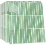 CHDITB 10 Blatt 2D Grün Klebefliesen Selbstklebende Rückwand Folie in Aquarell Mintgrün Wandfliesen Grüne Fliesenaufkleber Metro Grüne Fliesenaufkleber Badezimmer Küche30x30cm