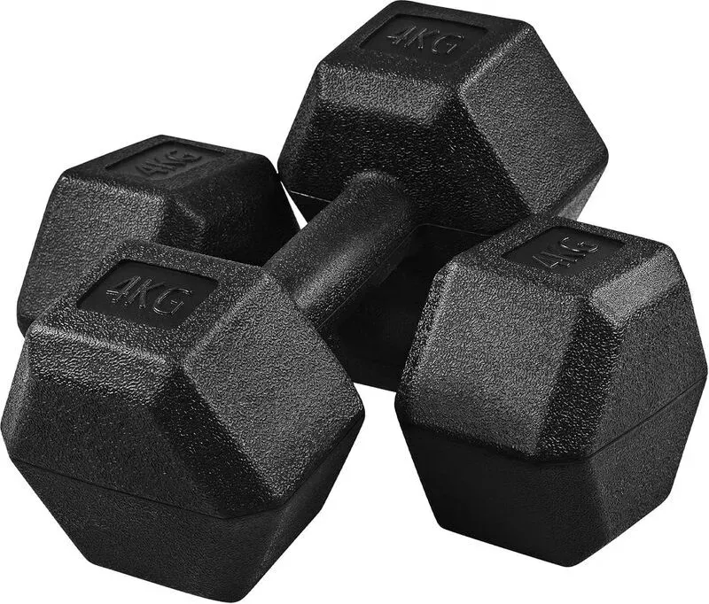 Yaheetech Hex-Kurzhantel-Set, sechseckige Kurzhanteln für Krafttraining, Heimtrainingsgerät, Schwarz, (als Paar erhältlich) 2x4kg