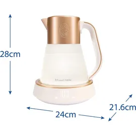 Russell Hobbs Calm Wasserkocher Glas [1,7L, Temperatureinstellung 40-100°] (LED-Beleuchtung, beruhigende Klänge, Leise-Koch-Technologie,Warmhaltefunktion,Digitaldisplay,Touch-Bedienung,2400W) 27450-70