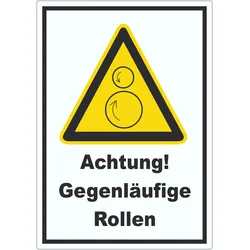 HB-Druck Achtung Gegenläufige Rollen Aufkleber A6 (105x148mm)