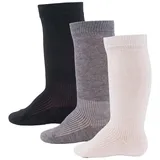 Ewers 3er-Pack Basic-Kniestrümpfe, mehrfarbige Uni-Socken für Mädchen und Jungen, Baumwolle, MADE IN EUROPE, Mädchensocken Jungensocken Kindersocken, Größe 18-19, schwarz/grau/weiß - 18-19