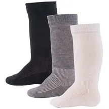 Ewers 3er-Pack Basic-Kniestrümpfe, mehrfarbige Uni-Socken für Mädchen und Jungen, Baumwolle, MADE IN EUROPE, Mädchensocken Jungensocken Kindersocken, Größe 18-19, schwarz/grau/weiß - 18-19