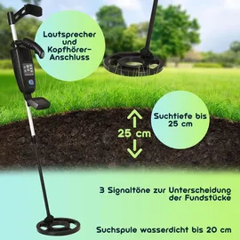 casativo tools Metalldetektor digital wasserdicht mit LCD Display und Pinpointing-Funktion