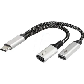 Maxtrack USB-C® Adapter [1x USB-C® Stecker - 2x USB-C® Buchse (Power Delivery), USB-C® Buchse]