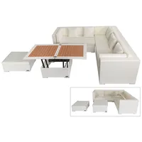 OUTFLEXX Loungemöbel-Set, weiß, Polyrattan, 6 Personen, wasserfeste Kissenbox, inkl. Loungetisch