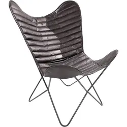 4-Fußstuhl KAYOOM "Schmetterling Stuhl Santiago, Schmetterlingsstuhl aus Leder", schwarz, B:71cm H:89cm T:78cm, Leder / Eisen, Stühle, pflegeleicht, hochwertig, hochwertig verarbeitet, hoher Sitzkomfort