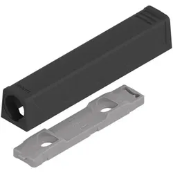 TIP-ON Adapterplatte für Türen, Langversion, gerade, Schrauben, carbonschwarz
