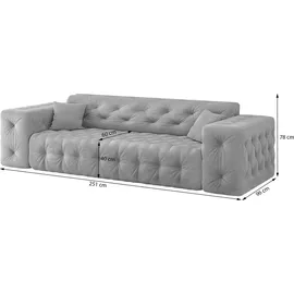 Fun Möbel Sofa Designersofa CHANTAL 3-Sitzer in Stoff Opera Velvet Gelbgold