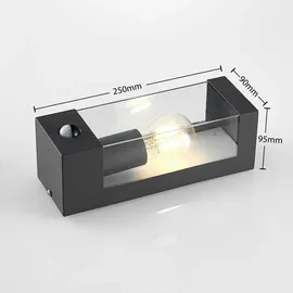 LINDBY Außenwandleuchte Aluminium 25,0 cm mit Bewegungsmelder grau