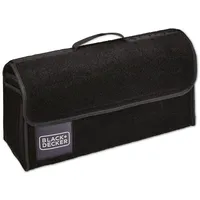 Black & Decker BLACK+DECKER Kofferraum Organizer - Auto Organizer 55 x 15 x 23 CM - Auto Zubehör Innenraum mit 1 Großem Fach und 2 Einstecktaschen - Mit Klettverschluss - Schwarz