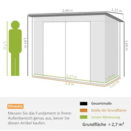 Outsunny Gerätehaus 2,49 x 1,21 m Grau