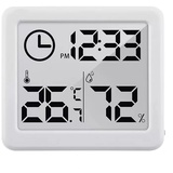 Green Blue GB384 Digitales Thermometer/Hygrometer mit Uhrfunktion, Umgebungstemperatur und Luftfeuchtigkeit (Weiß)