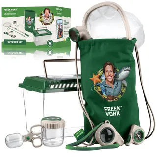 Bresser Freek Vonk 9820408 - BRESSER Outdoor-Set mit Terrarium, Insekten-Fangnetz, Periskop, Sammelwerkzeug, Kompass mit Pfeife, Lupe, Lupendose, Tragebeutel, 8-teilig