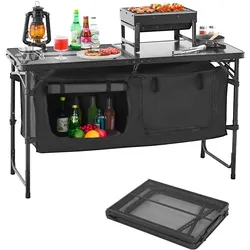 VEVOR Camping Küchentisch Klappbare Kochstation Verstellbar Grillpartys Schwarz