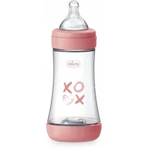 Chicco PERFECT 5 Anticolic Saugflasche 240 ml, Medium Flow 2 Monate + mit weichem Silikonsauger, Biofunktionelle Saugflasche mit Intui-flow System 240 ml, Rosa