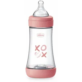 Chicco PERFECT 5 Anticolic Saugflasche 240 ml, Medium Flow 2 Monate + mit weichem Silikonsauger, Biofunktionelle Saugflasche mit Intui-flow System 240 ml, Rosa