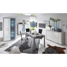HBZ Highboard 92 x 194 x 37 cm Grau / Weiß